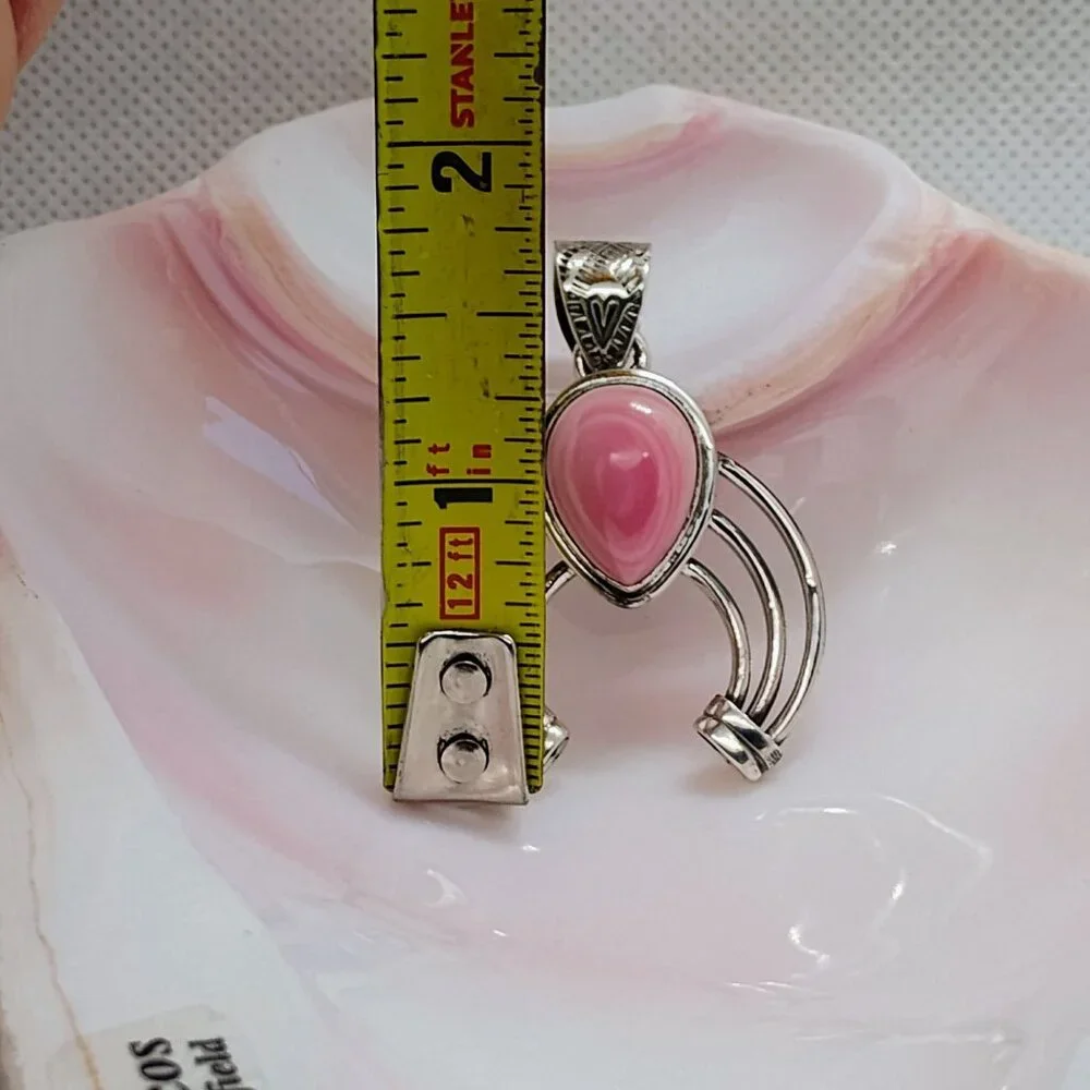 Handmade Sterling Silver Pink Conch Shell Naja Pendant Southwest Cowgirl - Picture 3 of 6